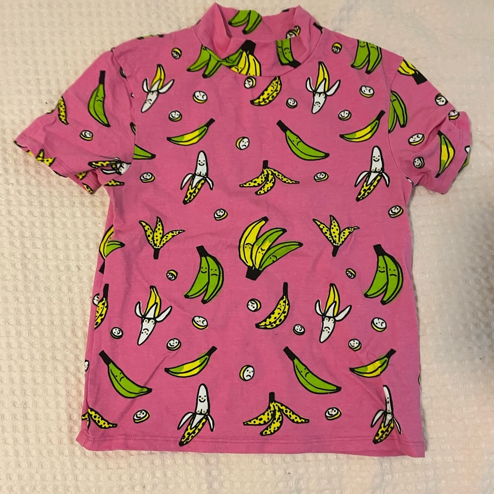 Nooworks mock neck shirt sleeve shirt with banana print